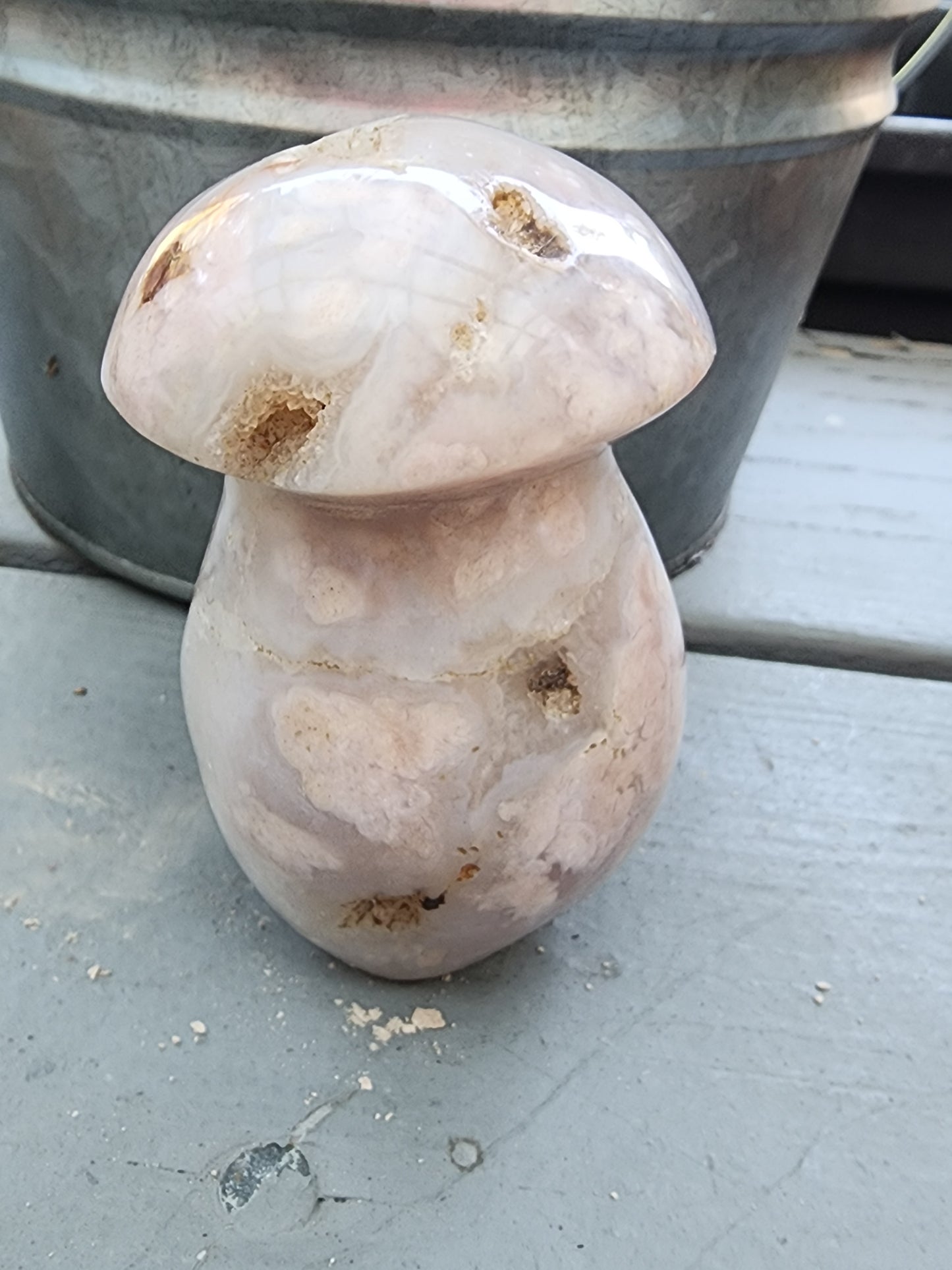 Flower Agate, Natural Agate, Ocean Jasper Hand Carved Mushrooms