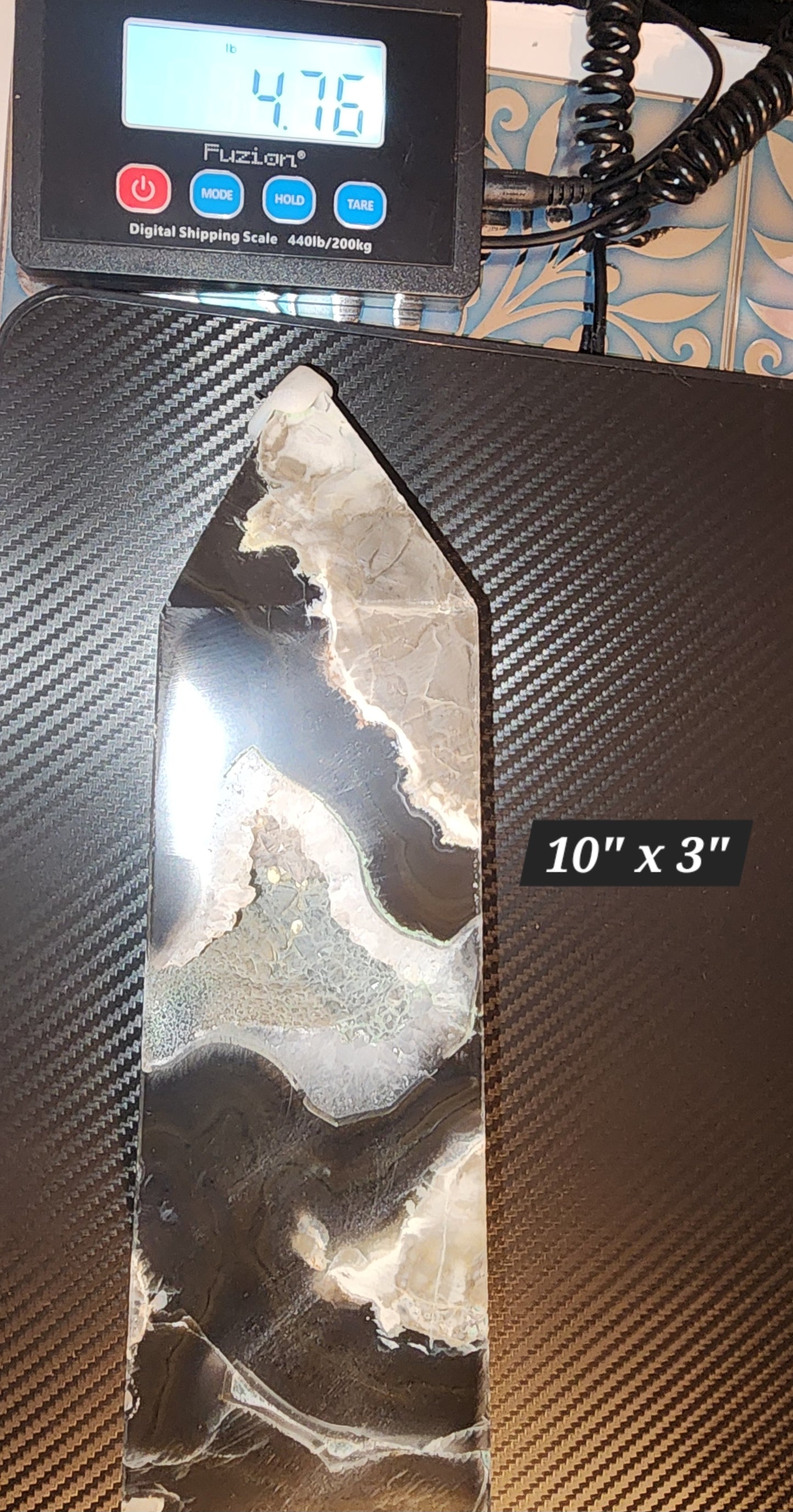 *XL Druzy Volcano Black Agate Geode Tower*