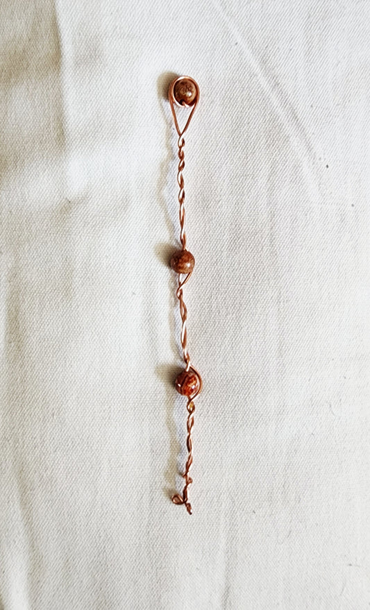 Fire Agate Bead and Copper Wire Bookmark Plant Stake Wand